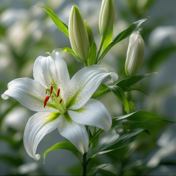 White Asiatic Lily - Single Stem