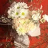 Aromatic bouquet with fragrant seasonal stems wrapped for delivery