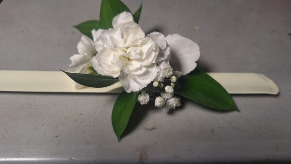 Classic White Corsage with Greenery