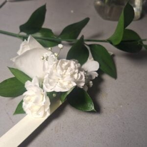 Classic White Corsage with Greenery