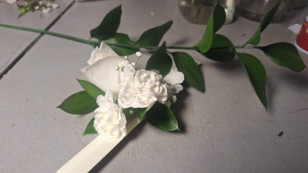 Classic White Corsage with Greenery