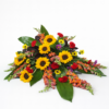 Casket Spray Sunflowers arrangement with radiant golden blooms, delivered fresh across Cincinnati and Northern Kentucky by allthepeoplesflowers.com