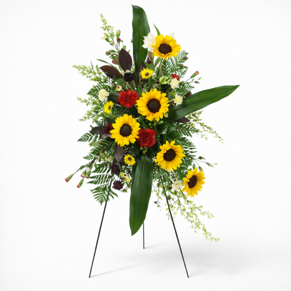 Standing Spray Sunflowers arrangement with radiant golden blooms, delivered fresh across Cincinnati and Northern Kentucky by allthepeoplesflowers.com