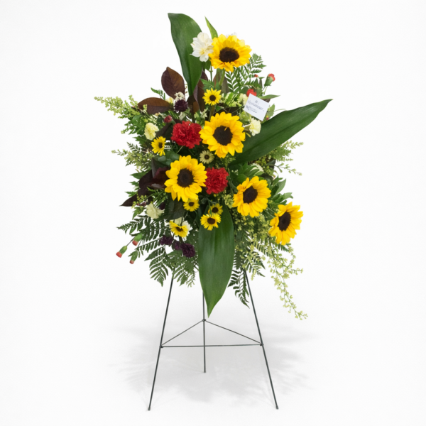 Standing Spray Sunflowers arrangement with radiant golden blooms, delivered fresh across Cincinnati and Northern Kentucky by allthepeoplesflowers.com