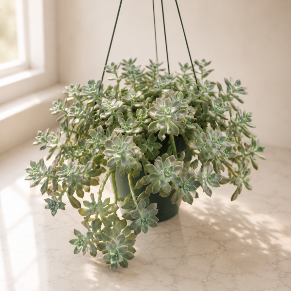 Hanging Succulent Flowering Hanging Succulent Flowering arrangement with lush greenery and blossoms, delivered by local Cincinnati florist across Northern Kentucky.