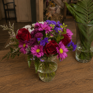 Elegant white floral bouquet with lush greenery, handcrafted by All the People’s Flowers, local Cincinnati florist.