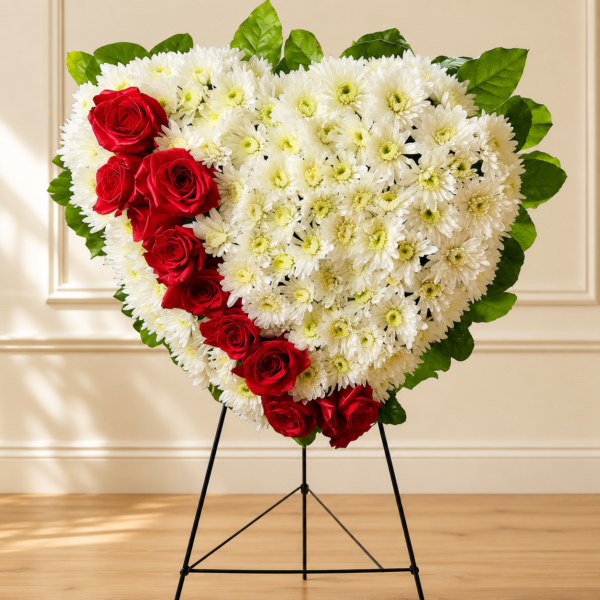 Open Hearts floral arrangement with fresh roses, tulips, and daisies delivered by Local Florist Cincinnati