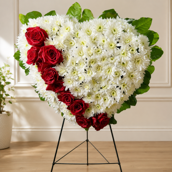 Open Hearts floral arrangement with fresh roses, tulips, and daisies delivered by Local Florist Cincinnati