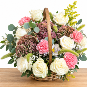 Indian Summer floral arrangement featuring fresh orange, red, burgundy, and golden blooms in a warm seasonal design from All The People’s Flowers.
