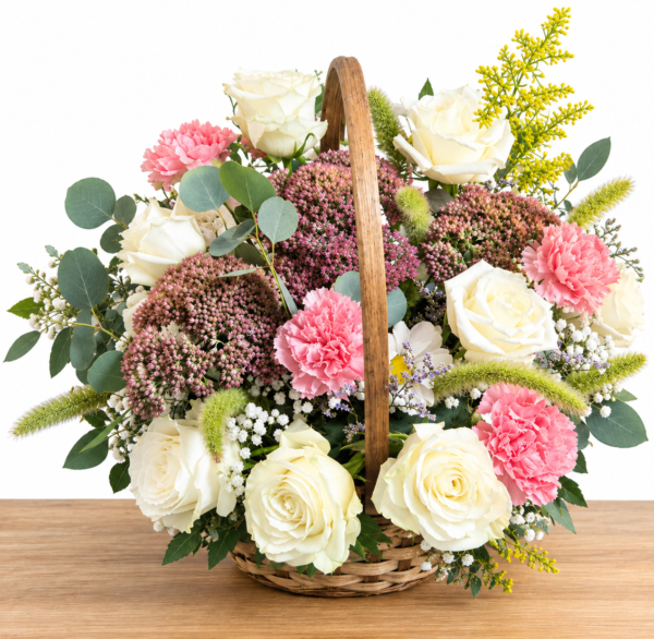 Indian Summer floral arrangement featuring fresh orange, red, burgundy, and golden blooms in a warm seasonal design from All The People’s Flowers.