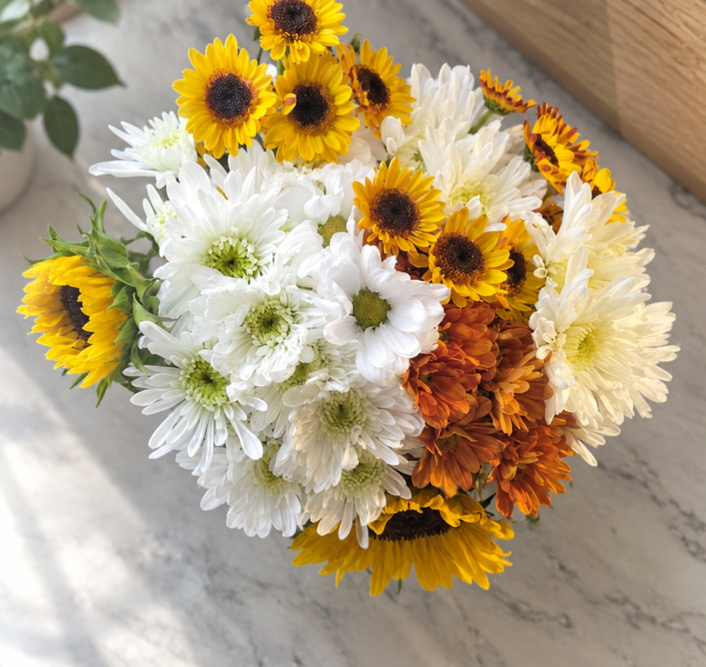Pumpkin Spice Bouquet with autumn blooms, handcrafted by local Cincinnati florist.